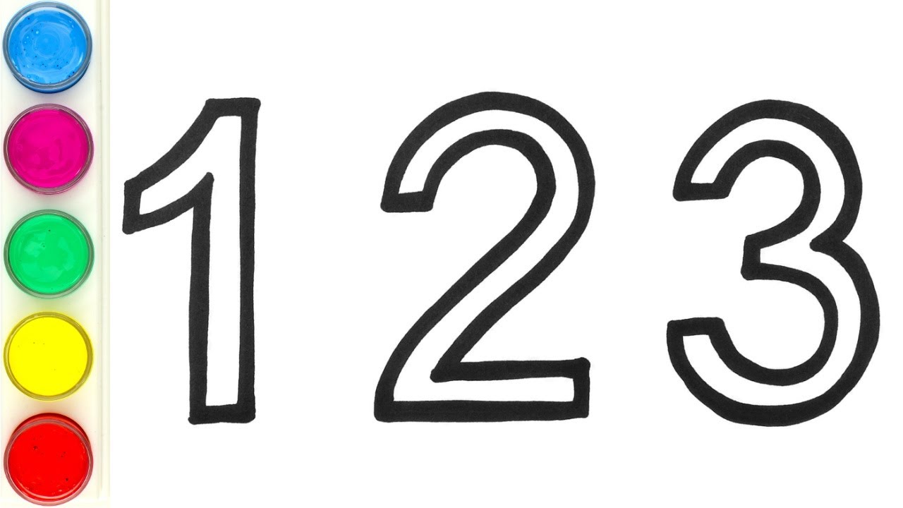 How to draw numbers coloring pages for kids and toddlers