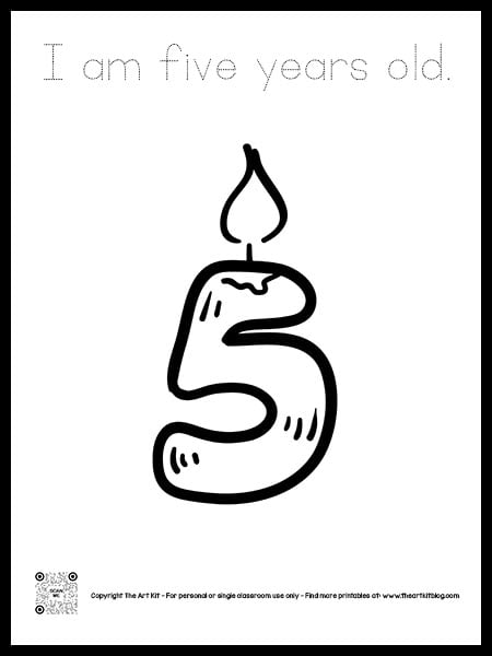 Printable th birthday cake candle coloring page dotted font â the art kit