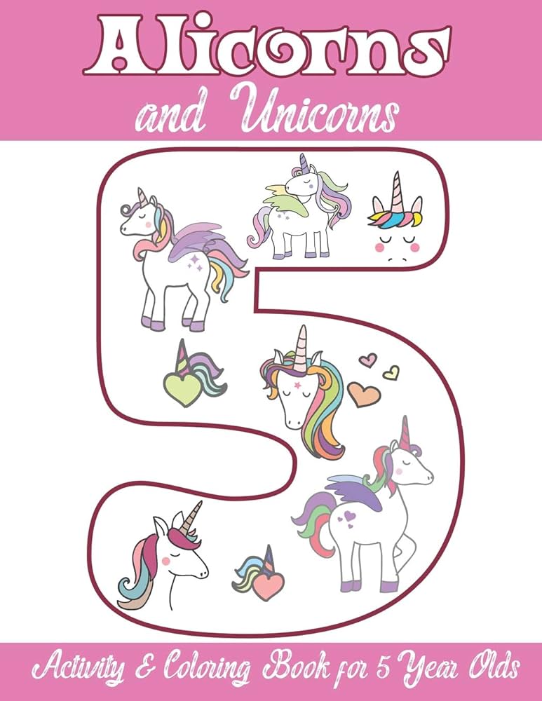 Alicorns and unicorns activity coloring book for year olds coloring pages mazes puzzles dot to dot word search and more books alicorn unicorn books