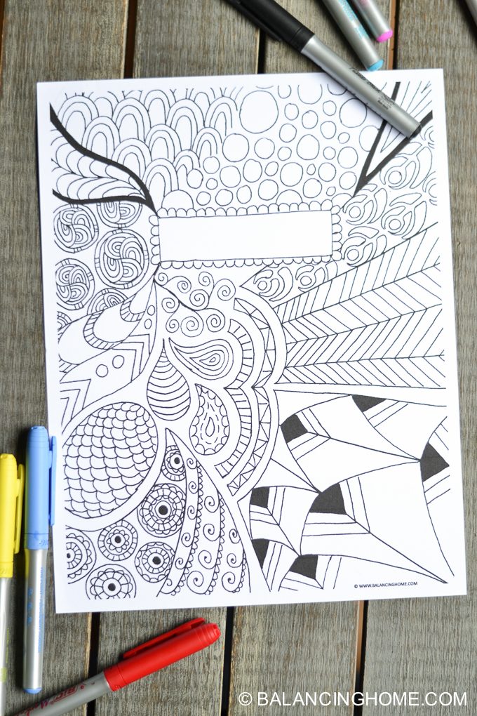 Coloring page binder cover printable