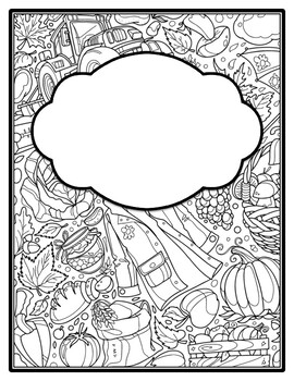 Fall binder cover and spines coloring pages autumn back to school art