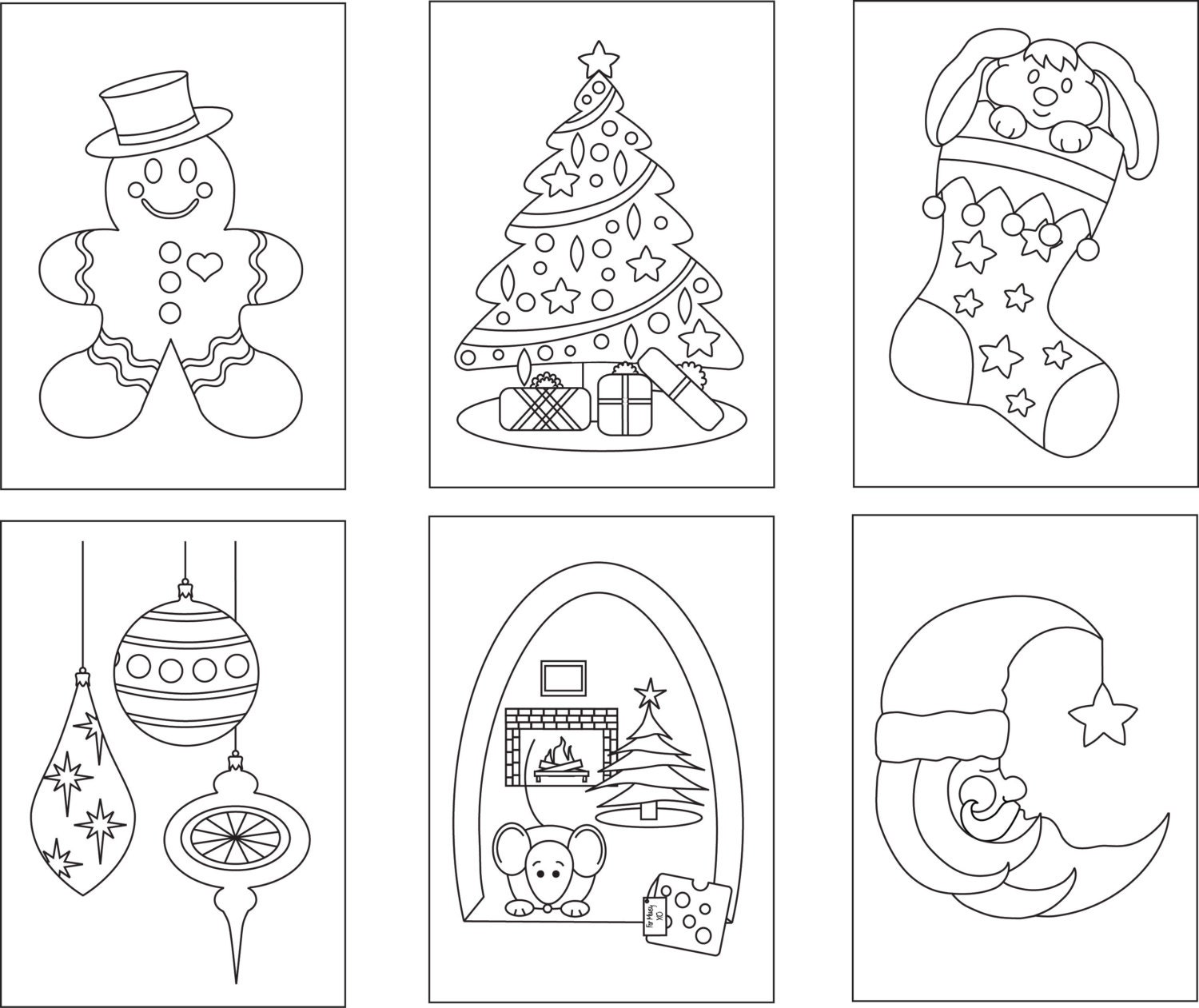 Simply christmas set of holiday greeting coloring cards a colorable holiday craft for all ages