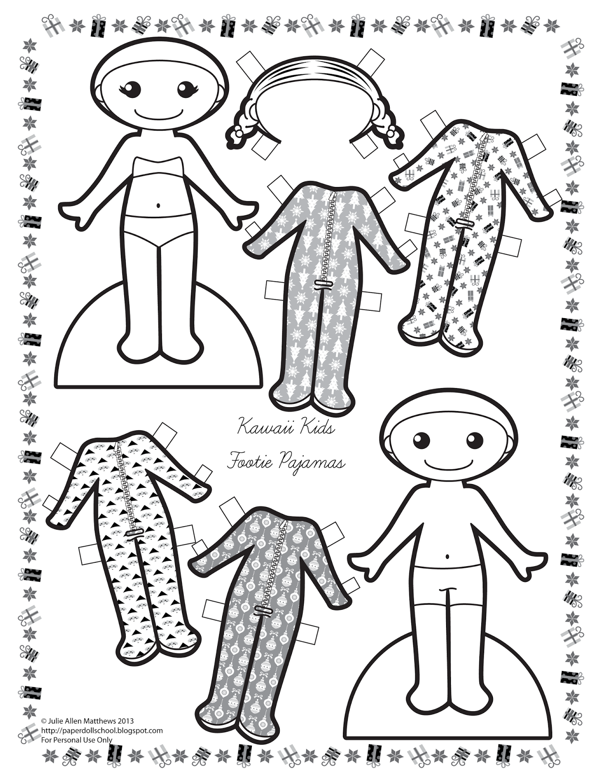 Paper doll school kawaii kids