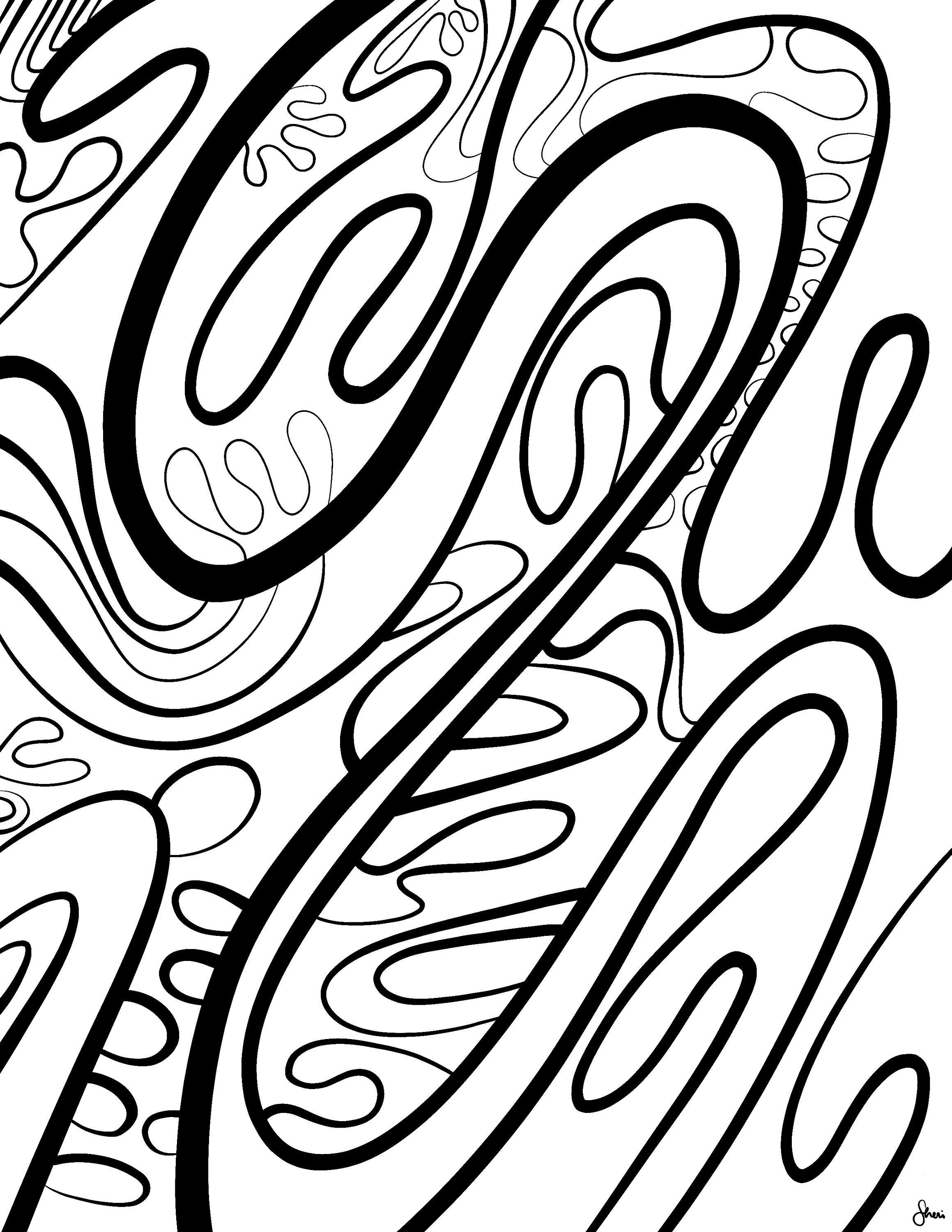 Groovy abstract coloring page for adults or kids instant download printable coloring page