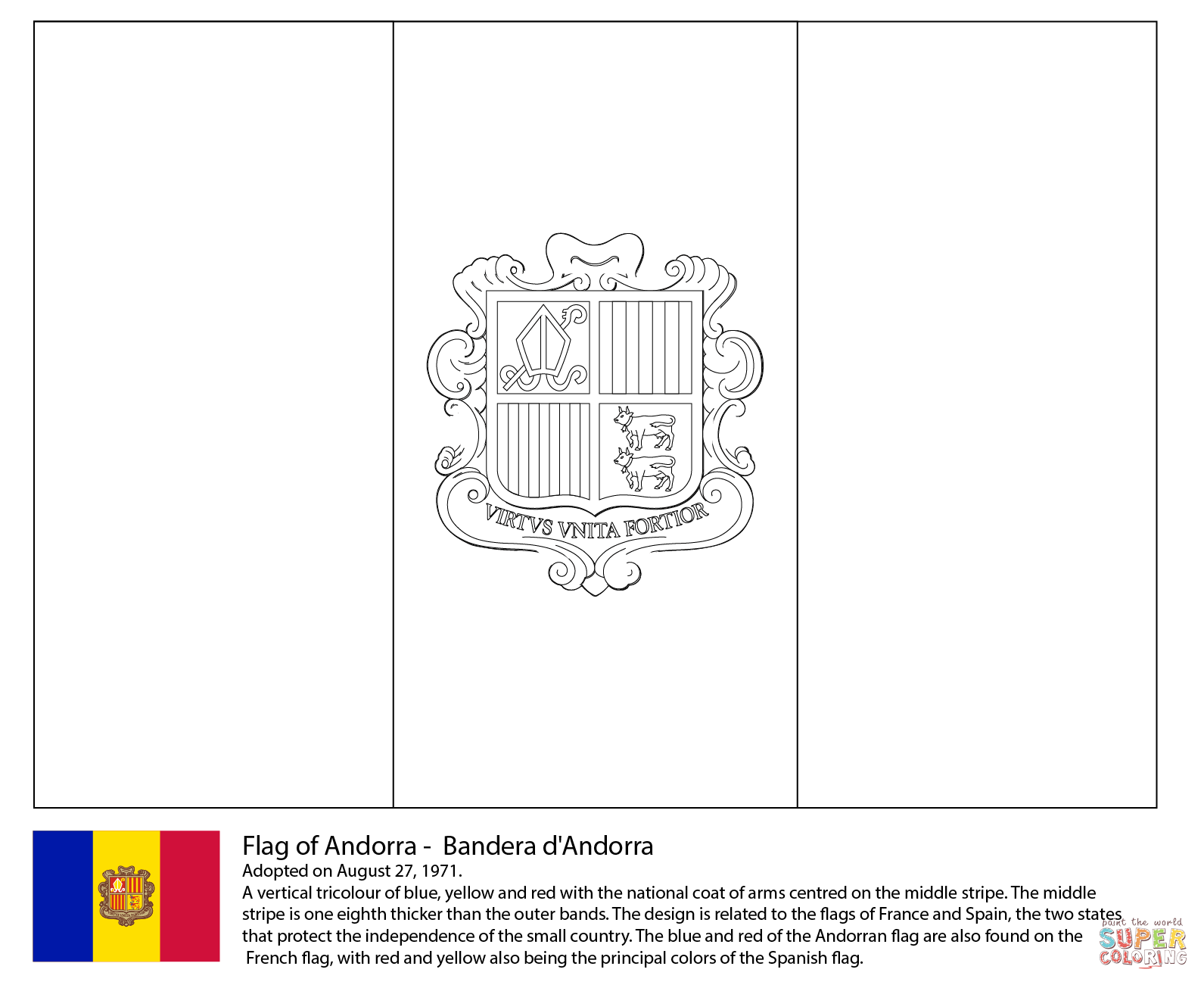 Flag of andorra coloring page free printable coloring pages