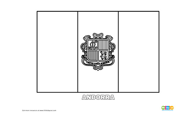 Free andorra flag colouring page