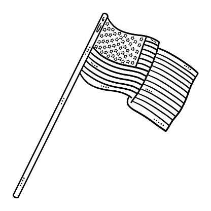 American flag isolated coloring page for kids stock illustration