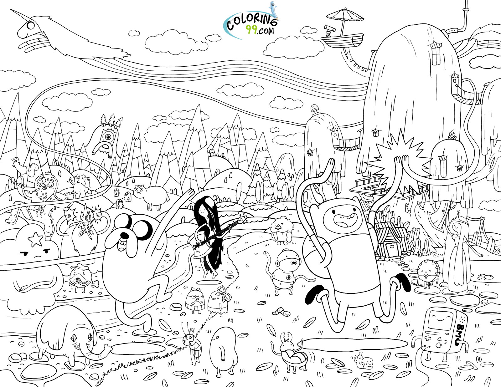 Adventure time coloring pages team colors