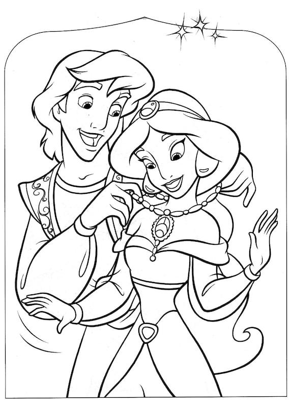Aladdin colouring in pages download now