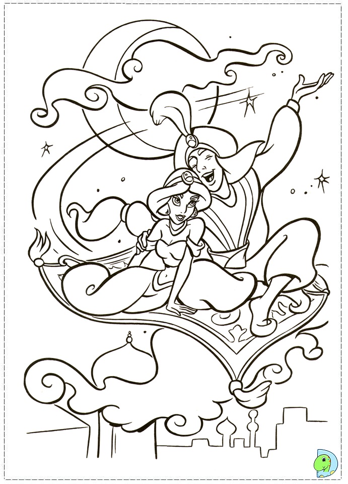 Aladdin and jasmine coloring page