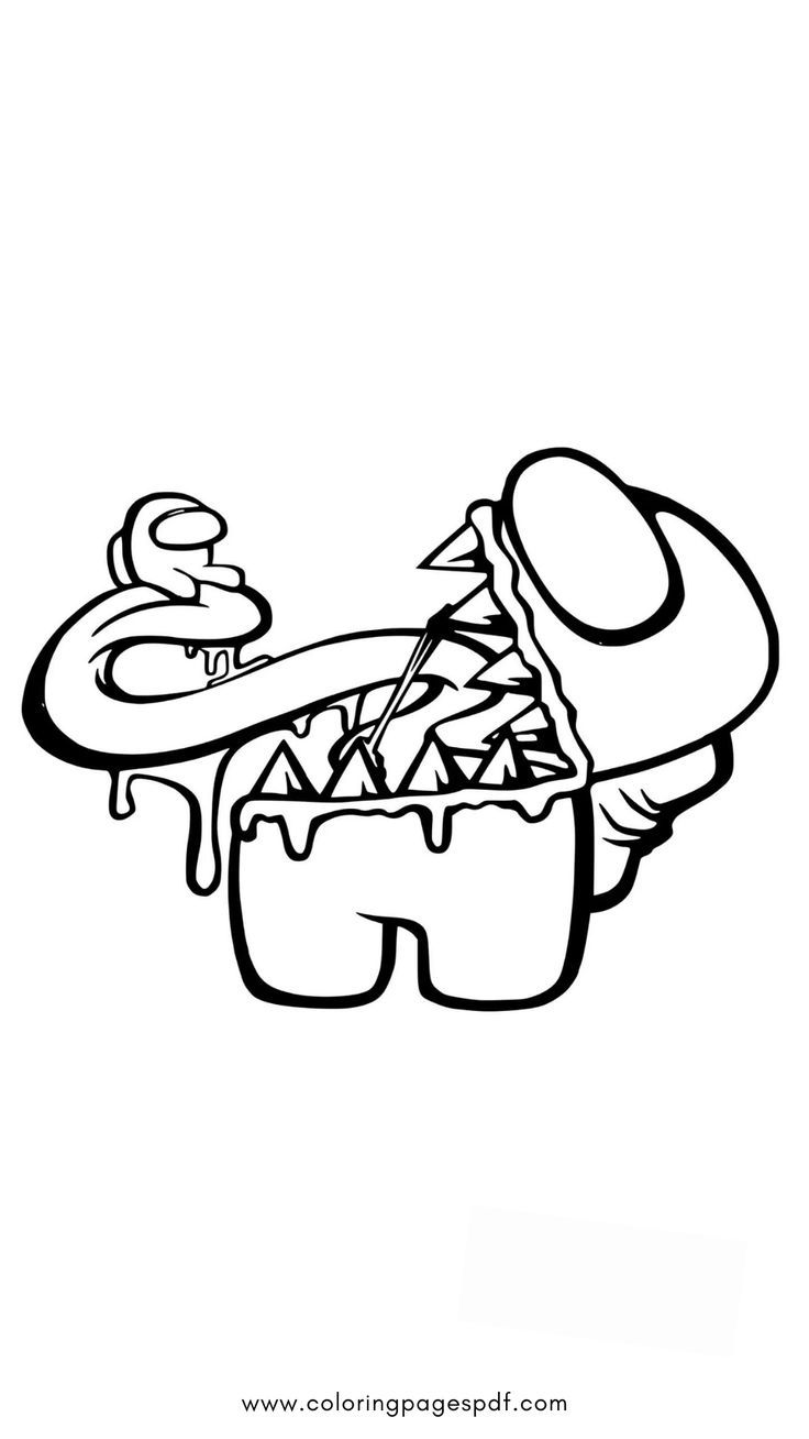 Coloring page of an imposter eating a crewmates kid coloring books easter coloring pages coloring pages