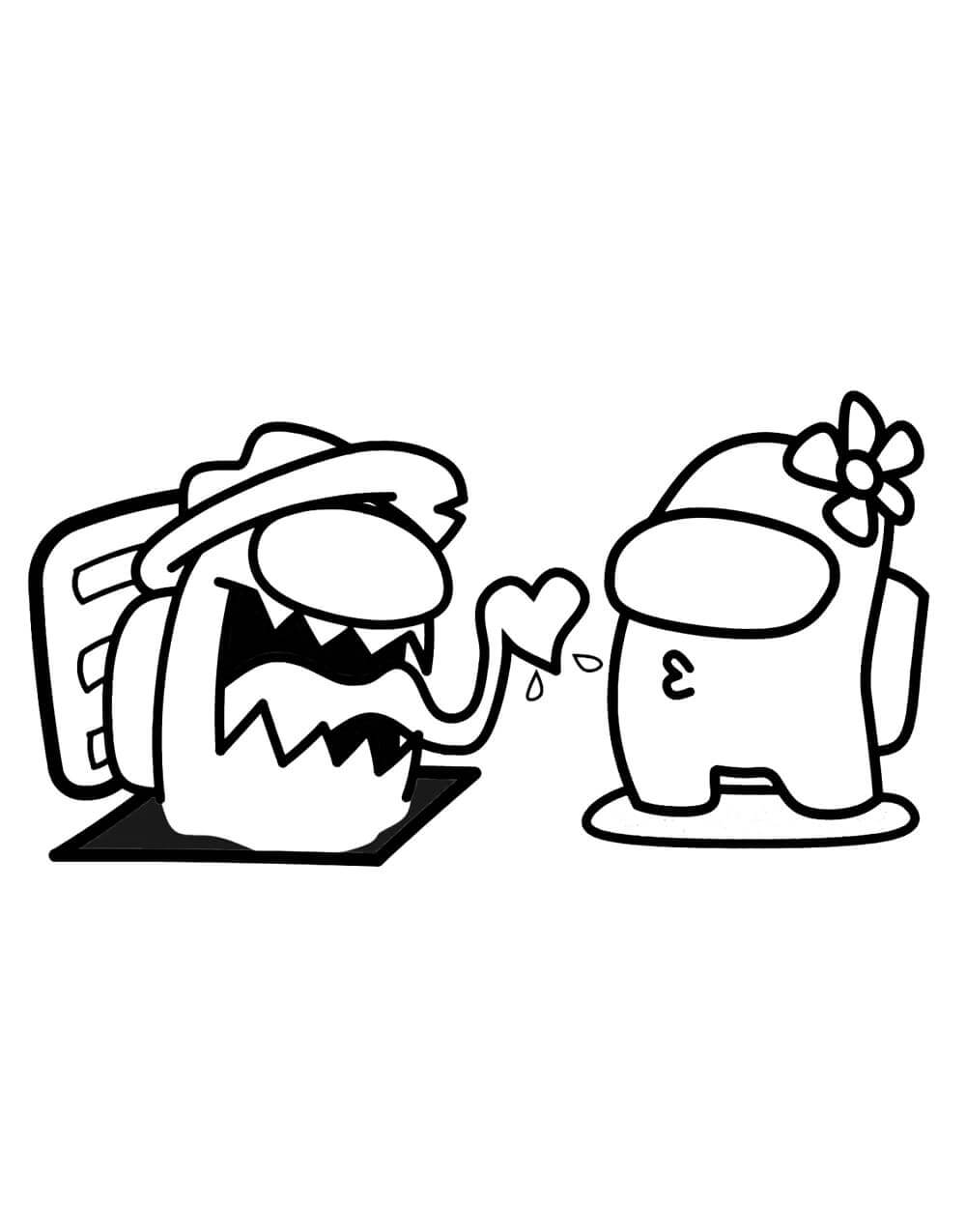 Among us imposter and cute crewmate coloring page éï coloringtop cute coloring pages coloring pages marvel art drawings