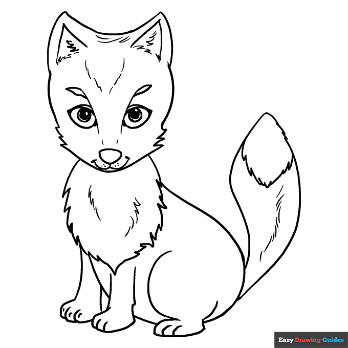 Arctic fox coloring page easy drawing guides