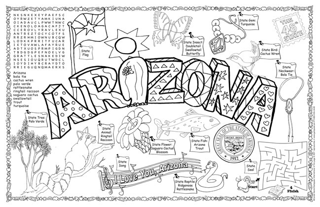 Arizona symbols facts funsheet â pack of