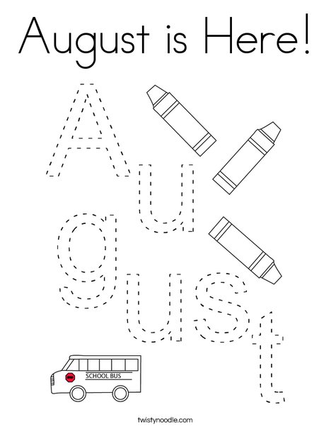 August is here coloring page