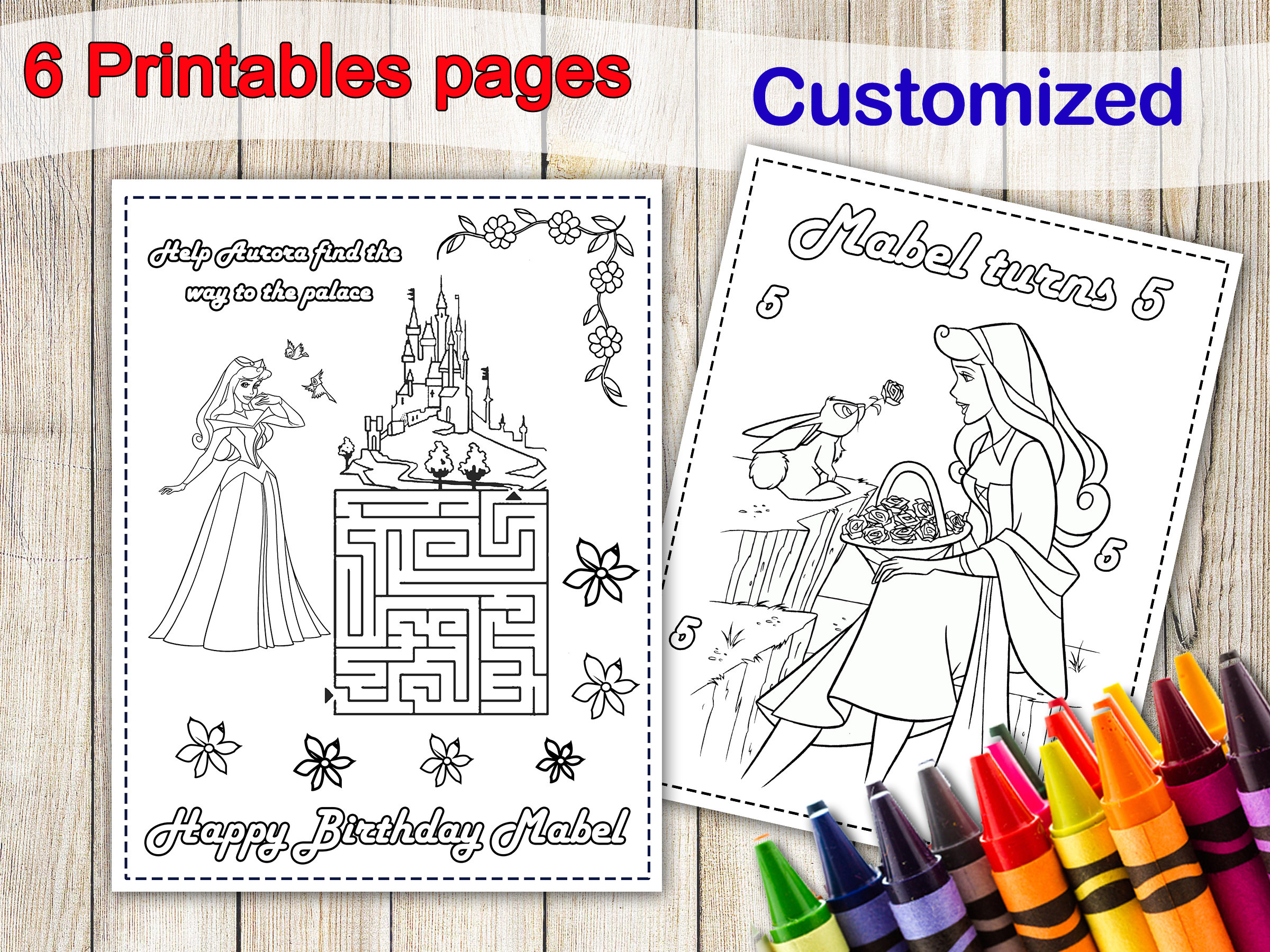 Princess aurora coloring pages sleeping beauty party favors princess aurora birthday princess aurora coloring book princess party favor