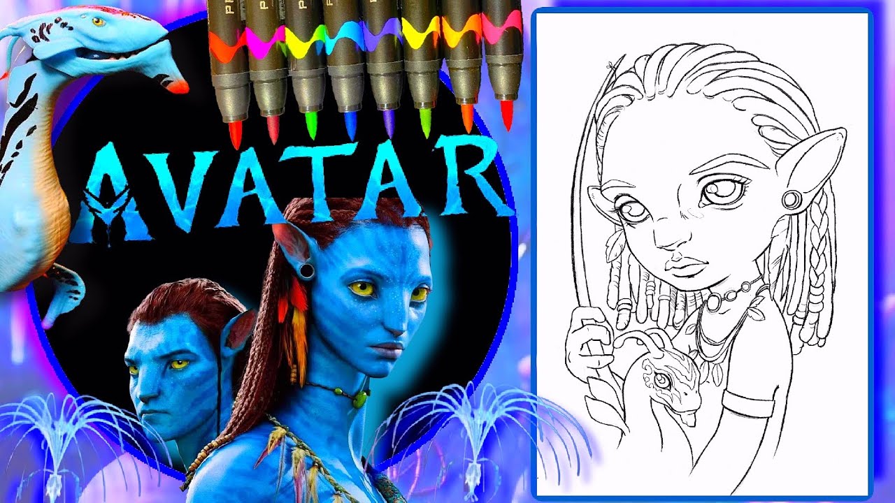 Coloring a young neytiri disney avatar coloring pages ð