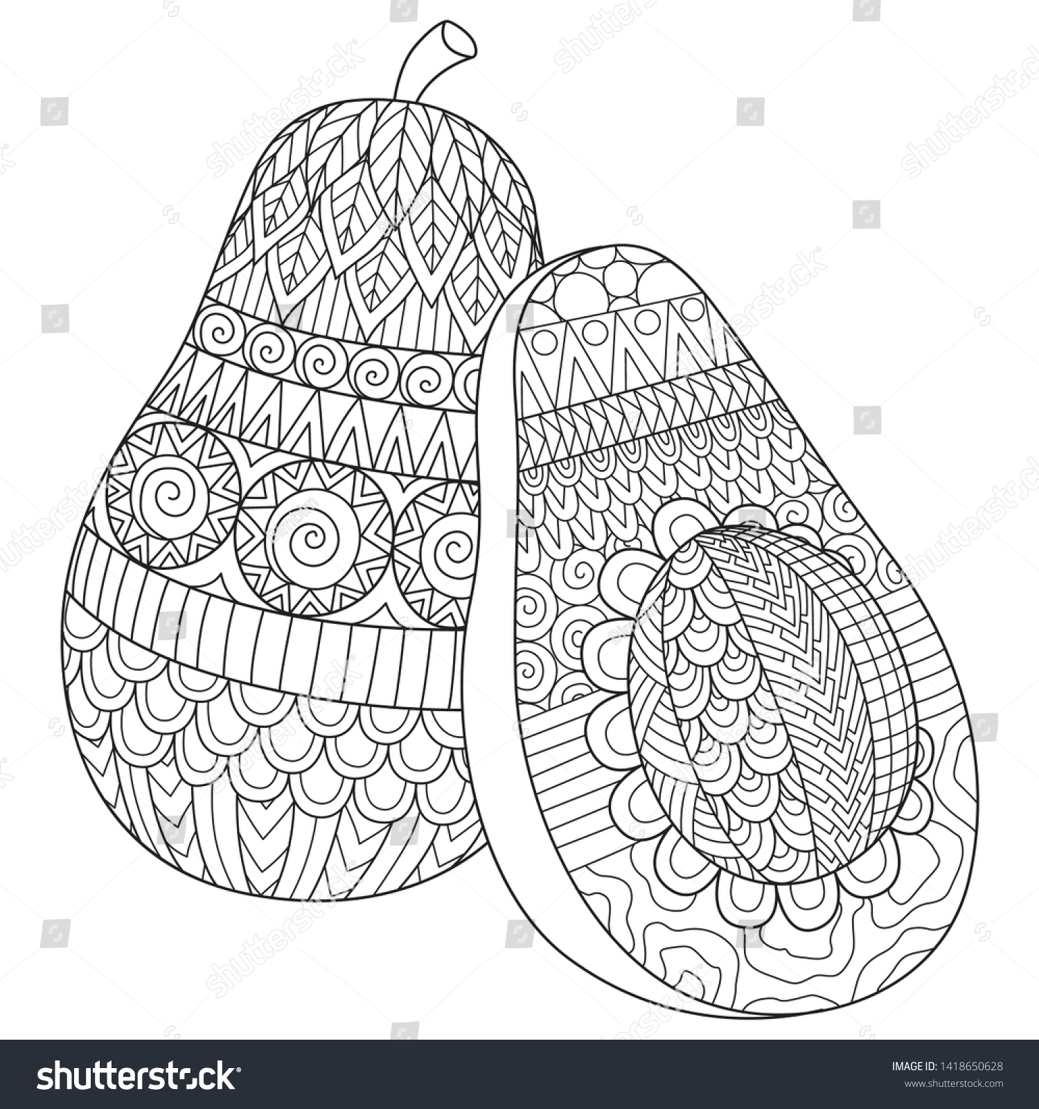 Line art avocado drawing printing on stock vector royalty free