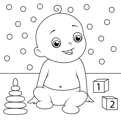 Cute baby coloring page free printable coloring pages