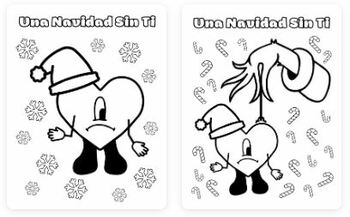 Bad bunny xmas coloring sheets by spanish missy tpt