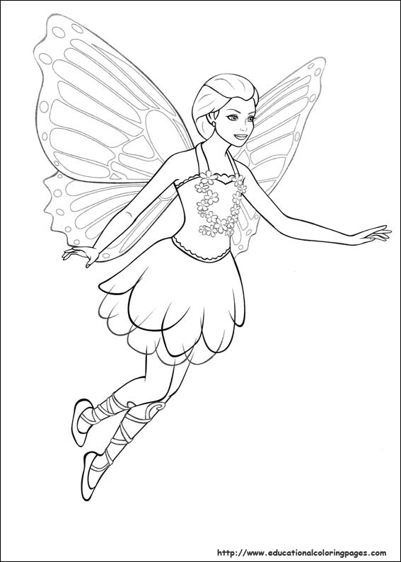 Barbie mariposa coloring pages free for kids