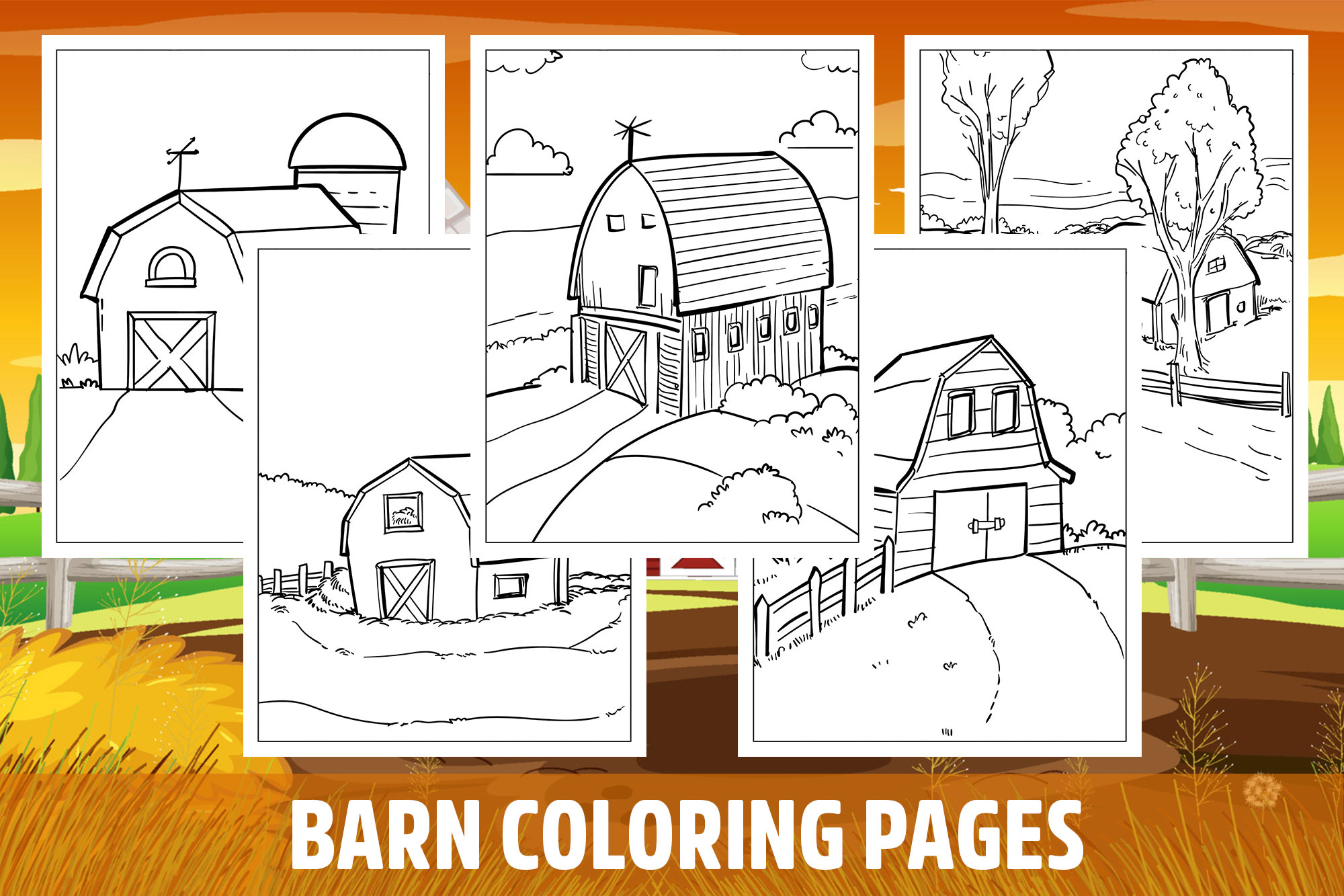 Barn coloring pages for kids girls boys teens birthday school activity made by teachers