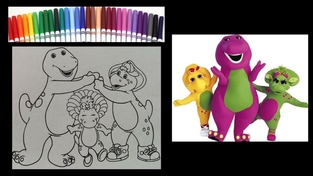 Barney the dinosaur coloring barney and friends coloring book speed art markers barney video