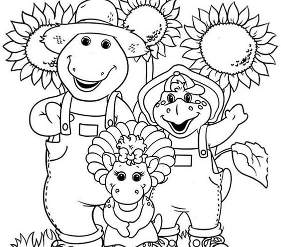 Free easy to print barney coloring pages