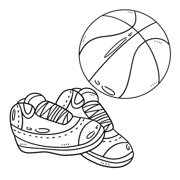 Premium vector basketball and sneakers isolated coloring page