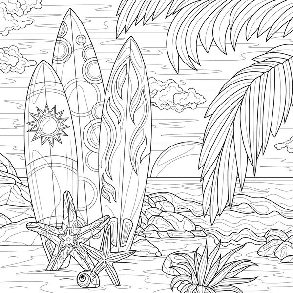 Thousand coloring book beach royalty