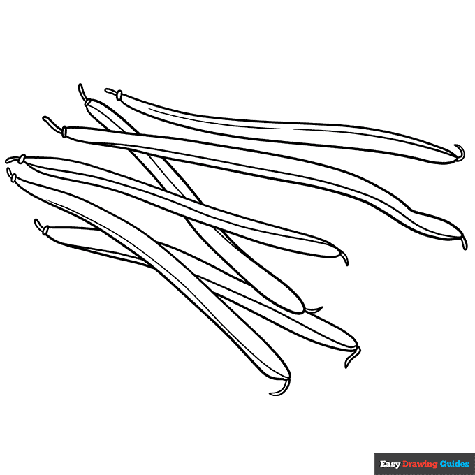Green beans coloring page easy drawing guides