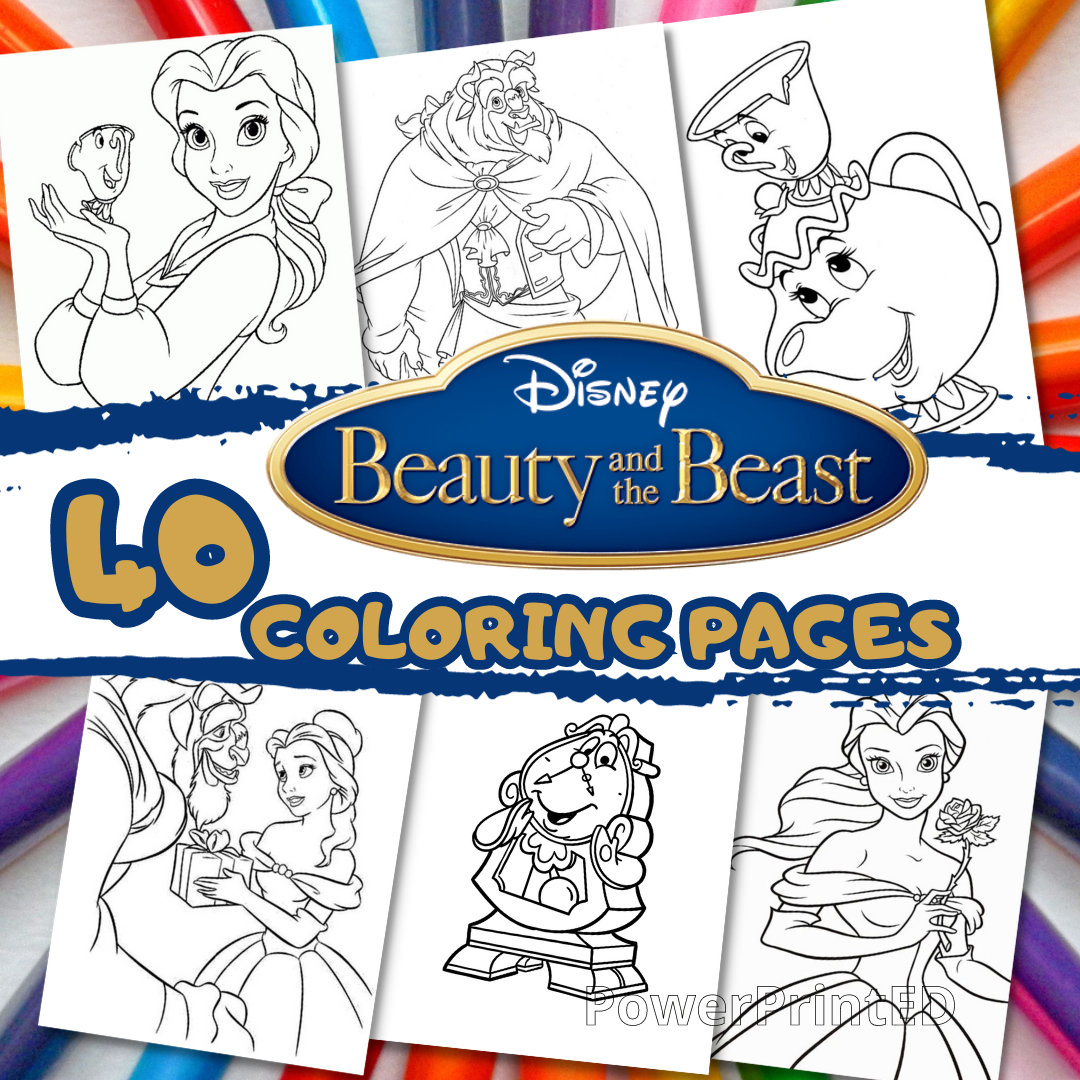 Beauty and the beast coloring pages printable coloring pages for kid cartoon coloring book for kids printable coloring pages
