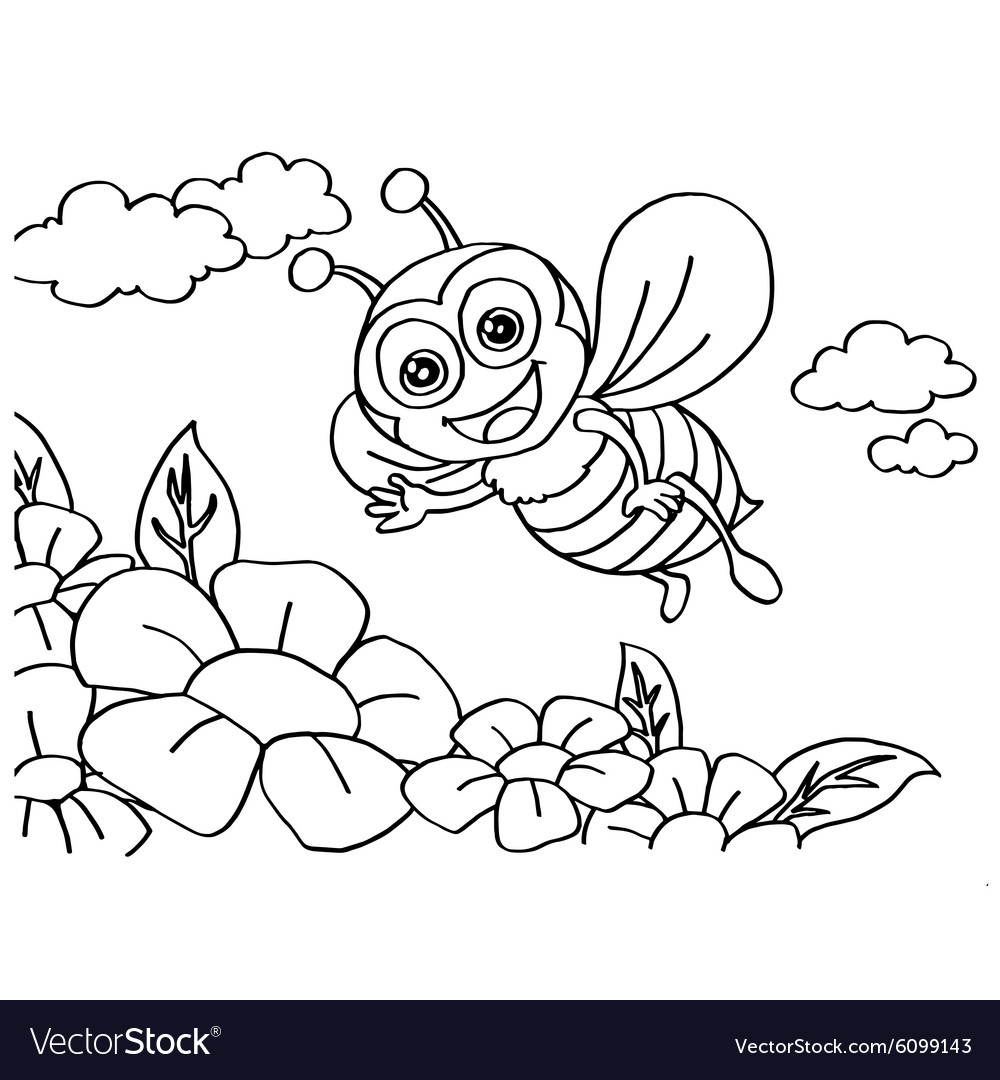 Bee coloring pages royalty free vector image