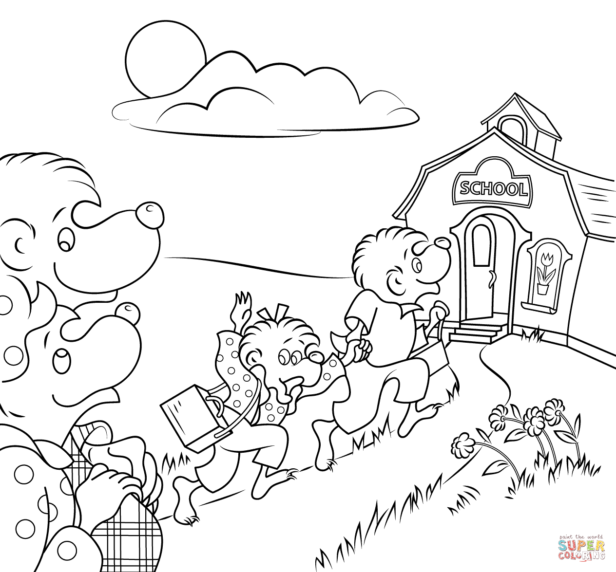 Berenstain bears go to school coloring page free printable coloring pages
