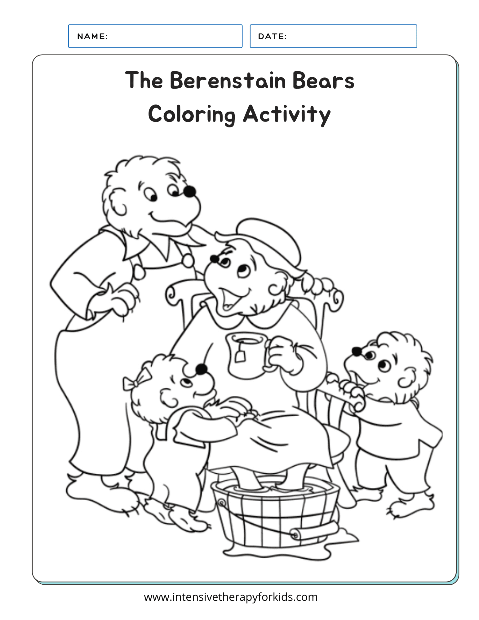 The berenstain bears read aloud â get the gimmies printable coloring activity intensive therapy for kids