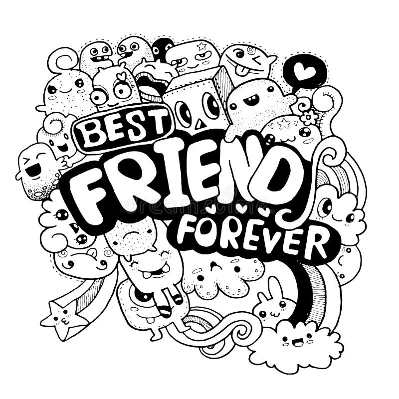 Best friends coloring page vector illustration stock vector