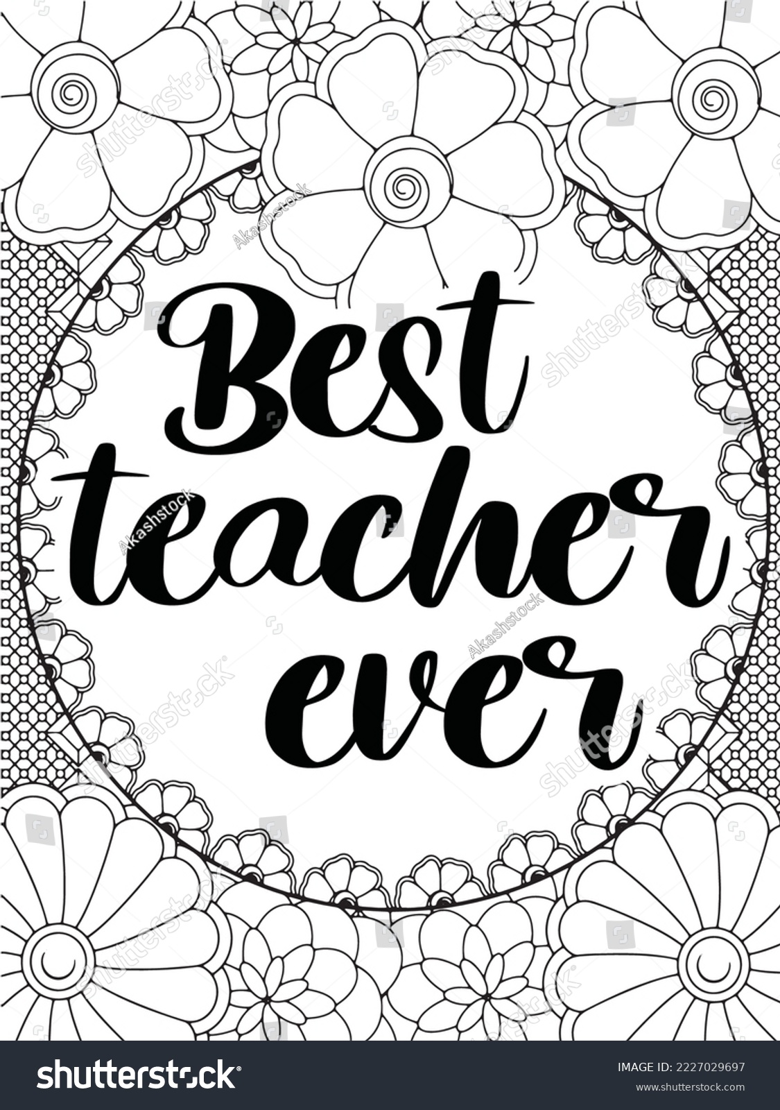 Teacher quotes coloring page adults stock vector royalty free