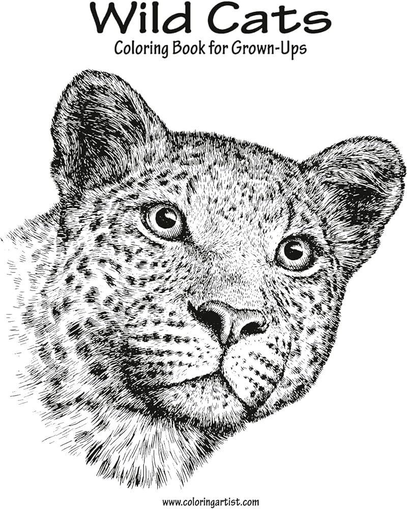 Wild cats coloring book for grown