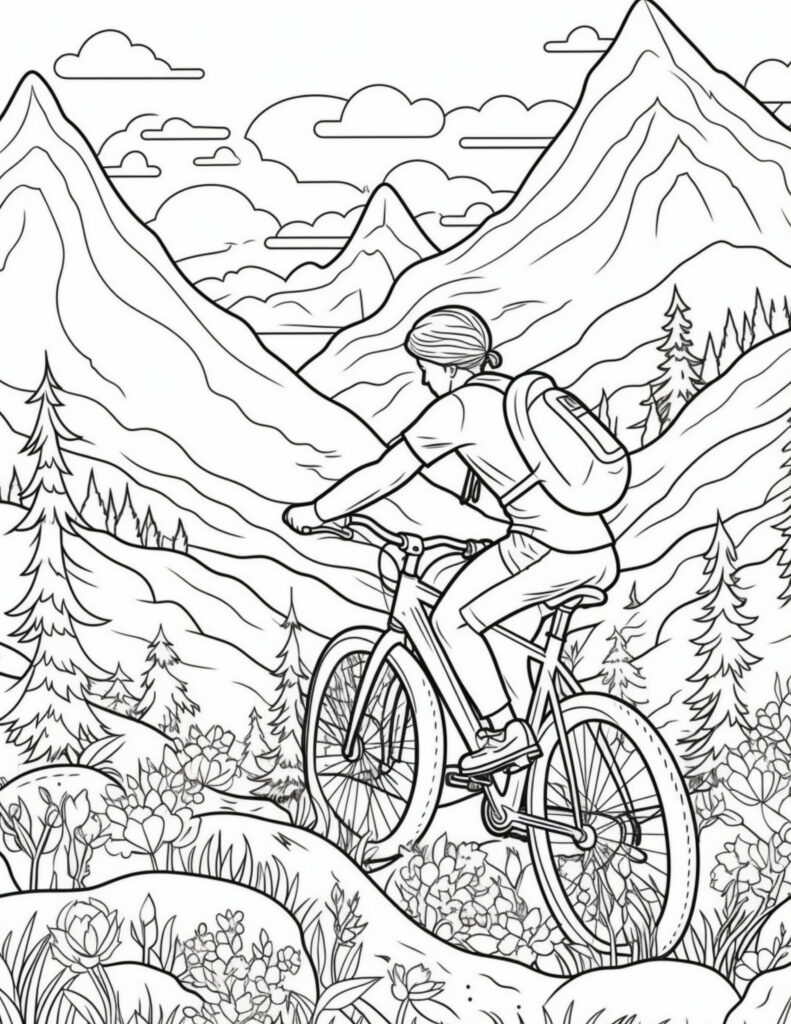 Mountain bike coloring pages