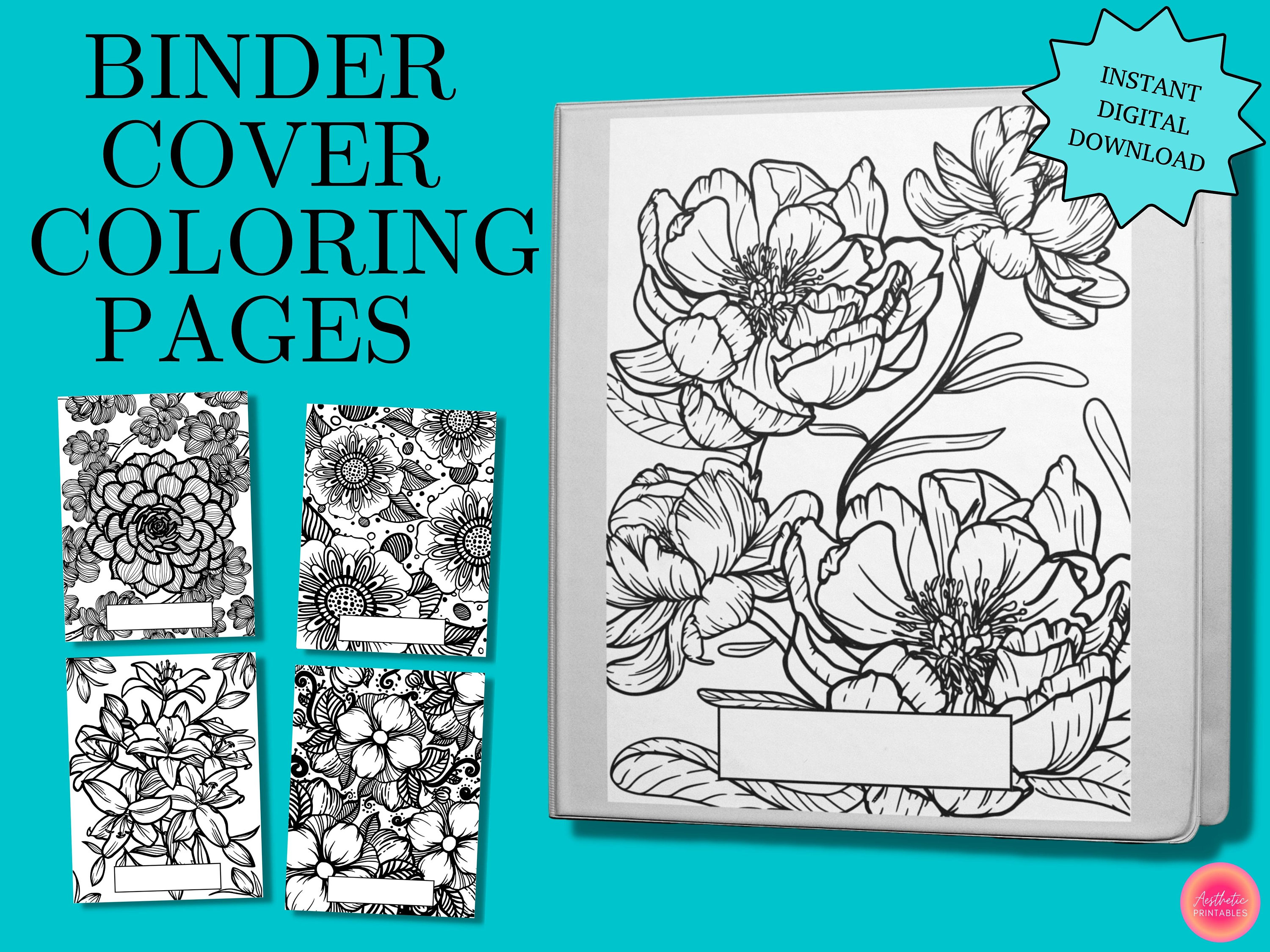 Binder cover coloring pages printable flowers floral binder