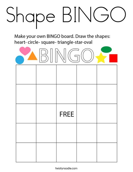 Shape bingo coloring page