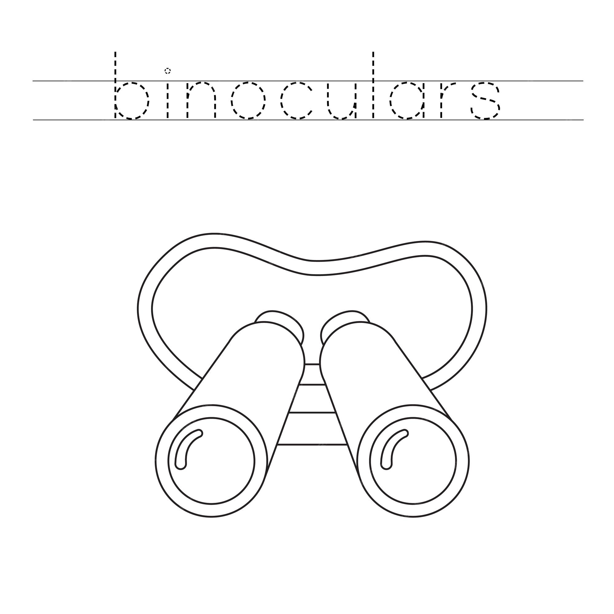 Premium vector trace the letters and color binoculars handwriting practice for kids