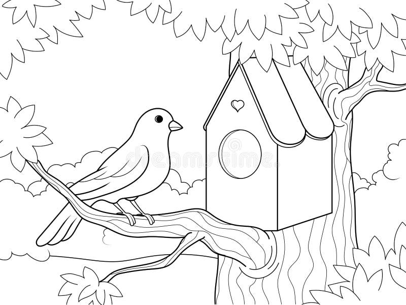 Birdhouse coloring stock illustrations â birdhouse coloring stock illustrations vectors clipart