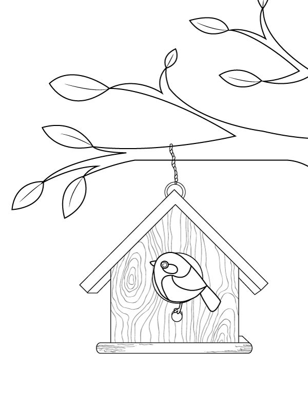 Free printable birdhouse coloring page download it at httpsmuseprintablesdownloadcolorâ free kids coloring pages coloring pages textile art embroidery