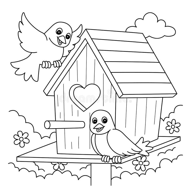 Birdhouse coloring stock illustrations â birdhouse coloring stock illustrations vectors clipart