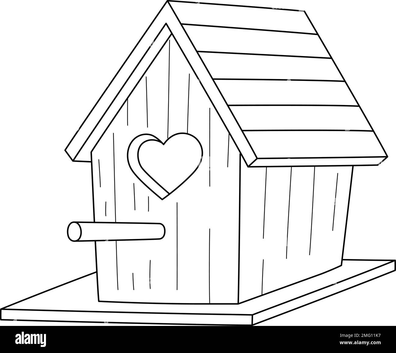 Spring birdhouse isolated coloring page for kids stock vector image art