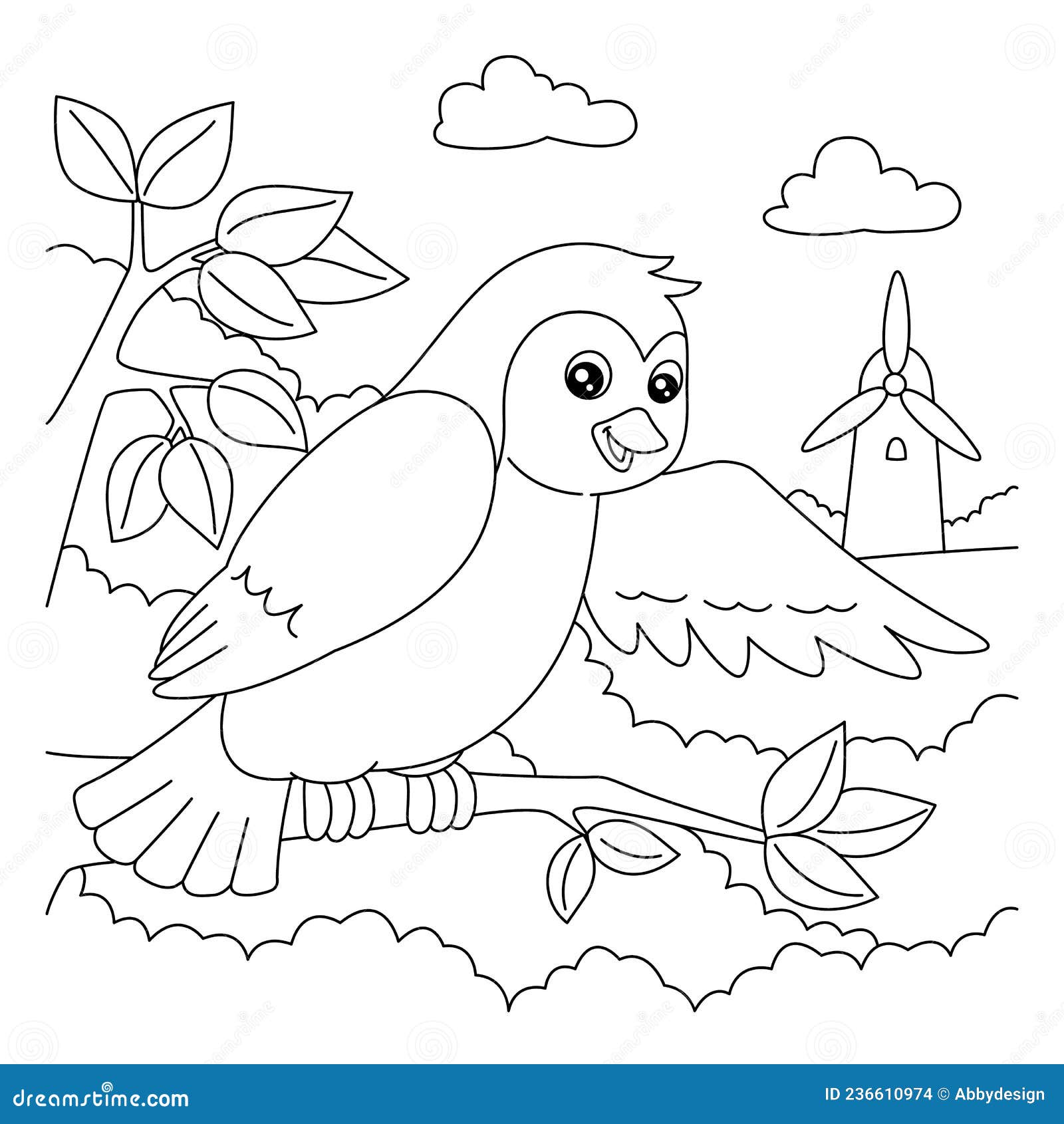 Bird coloring page for kids stock vector