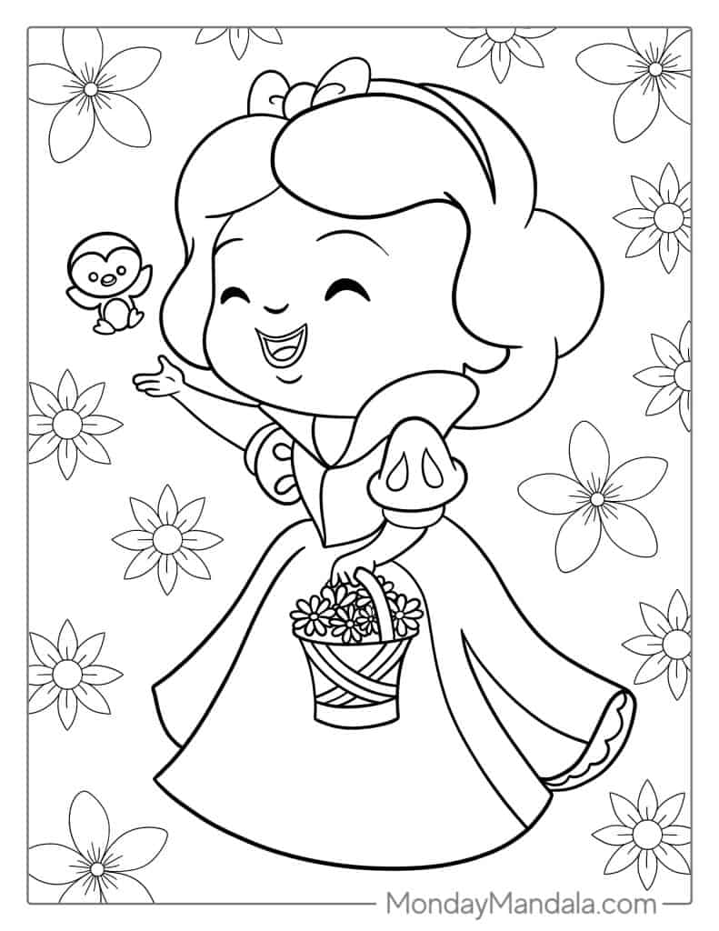 Snow white coloring pages free pdf printables
