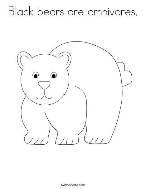 Black bears are omnivores coloring page