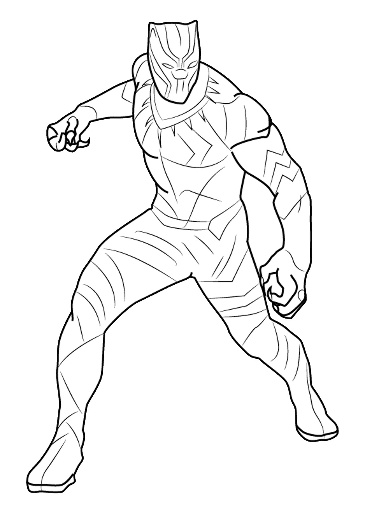 Black panther easy coloring page
